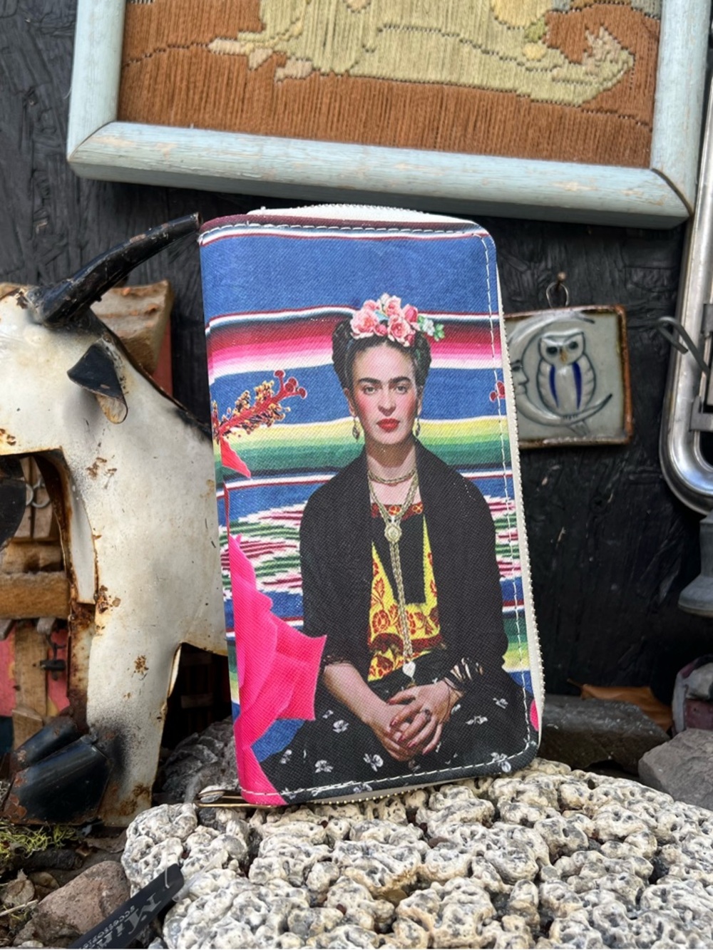 Colorful Frida Kahlo Canvas Wallet - Multicolor